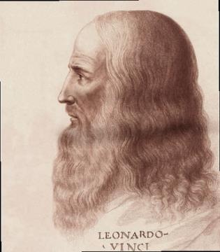 Na sliki je stranski profil Leonarda da Vinci